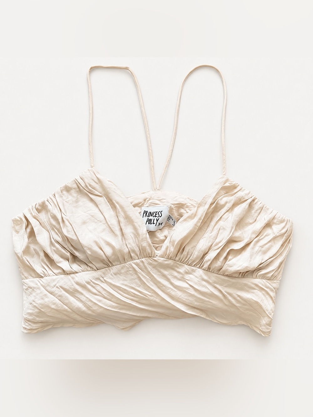 Princess Polly Jessa Ruched Tie-Back Crop Top Size 8 Strappy Cami Preppy - Picture 2 of 4
